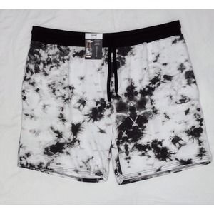 No Boundaries Lounge Short 2xl 44 46" waist white black drawstring pockets